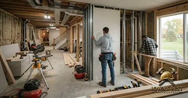 Editorial photograph illustrating Cost to Finish a Basement in Iowa — Iowa's Best Contractors