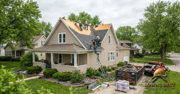 Editorial photograph illustrating The Best Time of Year to Replace Your Roof in Iowa — Iowa's Best Contractors