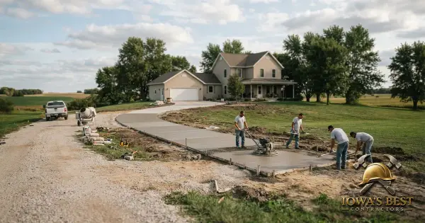 Editorial photograph illustrating What Does a Concrete Driveway Cost in Iowa? — Iowa's Best Contractors