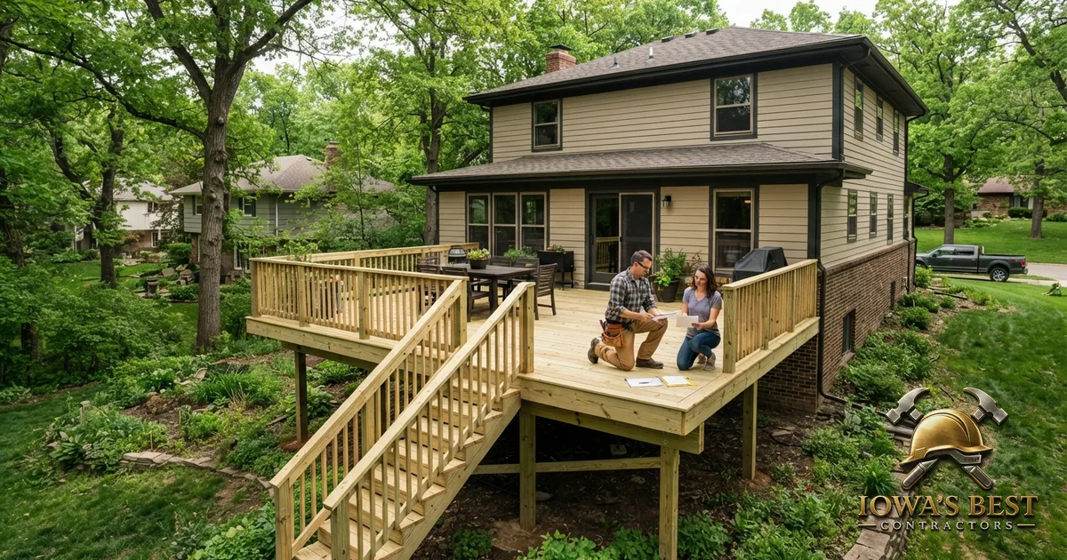 Editorial photograph illustrating Building a Deck in Iowa: Costs and Permit Rules — Iowa's Best Contractors