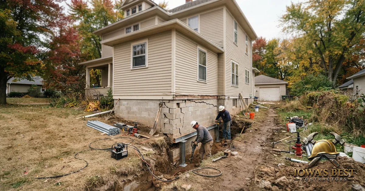 Editorial photograph illustrating Foundation Repair Cost in Iowa — Iowa's Best Contractors