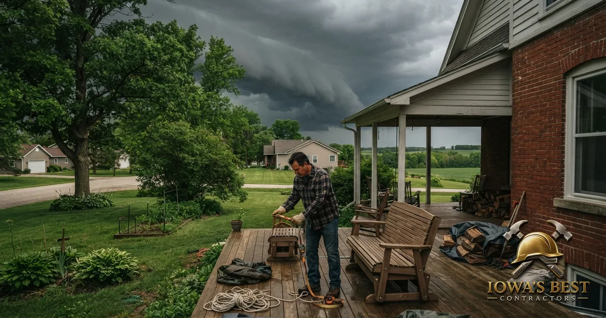Editorial photograph illustrating Iowa Storm Season: How Homeowners Should Prepare — Iowa's Best Contractors