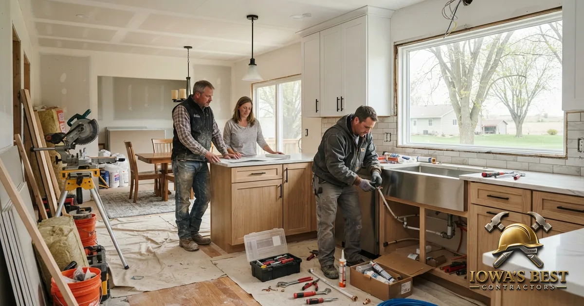 Editorial photograph illustrating Kitchen Remodel Cost in Iowa: What to Budget — Iowa's Best Contractors