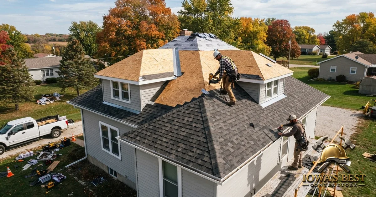 Editorial photograph illustrating Roofing Materials for Iowa Homes: Costs and What Lasts — Iowa's Best Contractors